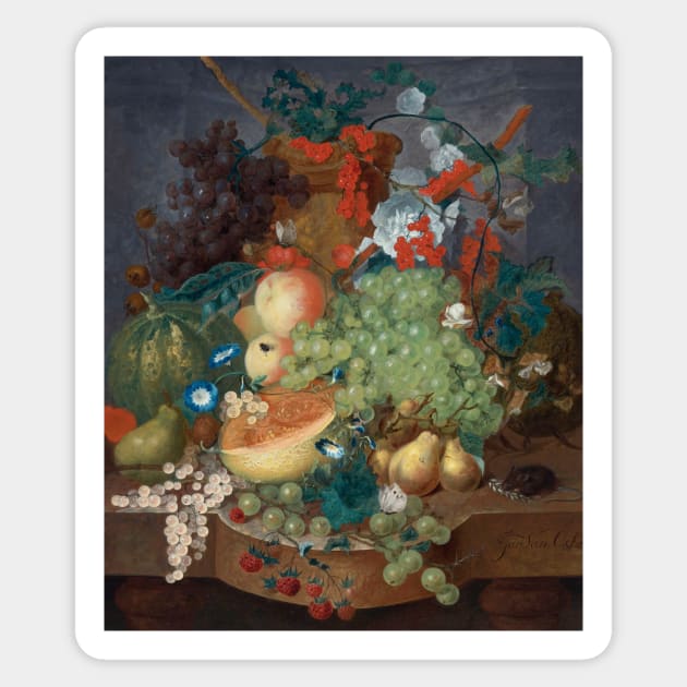 Fruit Still Life With A Mouse On A Ledge by Jan van Os Sticker by Classic Art Stall